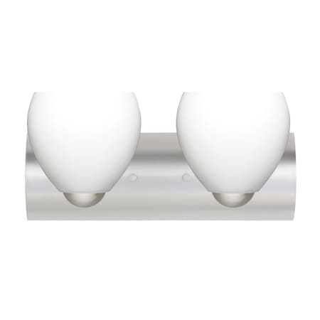 Besa Lighting Bolla Vanity, Opal Matte, Satin Nickel Finish, 2x60W Incandescent 2WZ-412207-SN